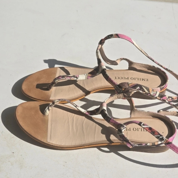 Emilio Pucci Leather Sandals Sz 36 (6) Women Buckle Colorful Italy Luxury Rare - Picture 6 of 11